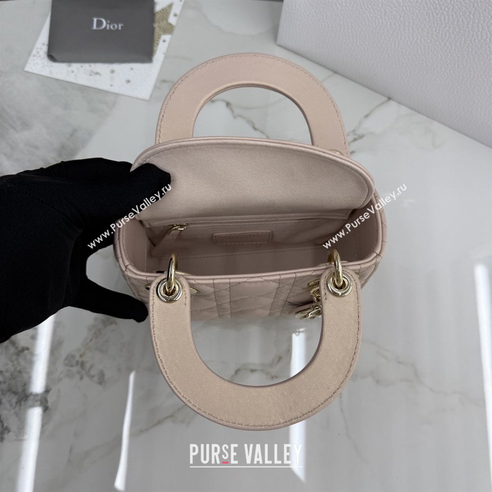 Dior Classic Mini Lady Dior Bag in Cannage Lambskin Iridescent Pink 2026 M0505 0409 (BF-260409044)