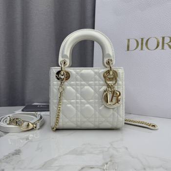 Dior Classic Mini Lady Dior Bag in Cannage Lambskin Iridescent White 2026 M0505 0409 (BF-260409045)