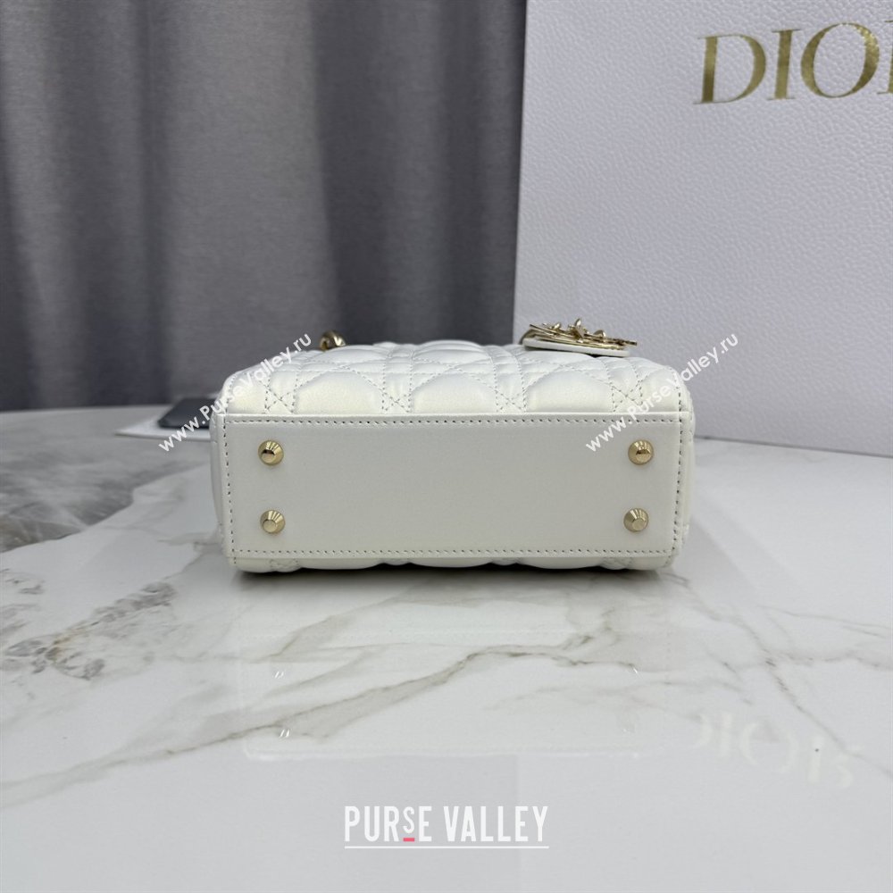 Dior Classic Mini Lady Dior Bag in Cannage Lambskin Iridescent White 2026 M0505 0409 (BF-260409045)