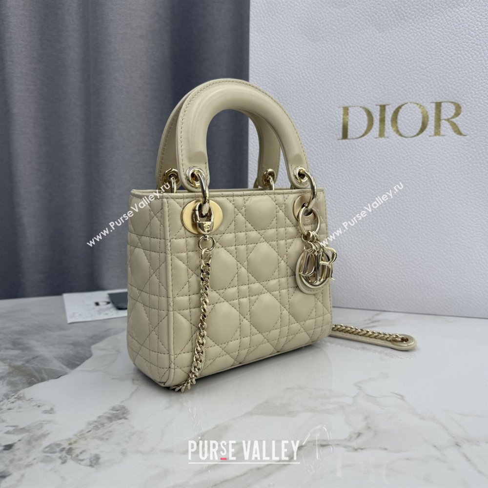 Dior Classic Mini Lady Dior Bag in Cannage Lambskin Light Beige 2026 M0505 0409 (BF-260409046)