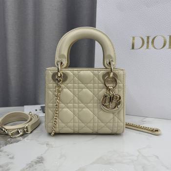 Dior Classic Mini Lady Dior Bag in Cannage Lambskin Light Beige 2026 M0505 0409 (BF-260409046)