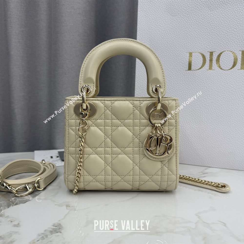 Dior Classic Mini Lady Dior Bag in Cannage Lambskin Light Beige 2026 M0505 0409 (BF-260409046)