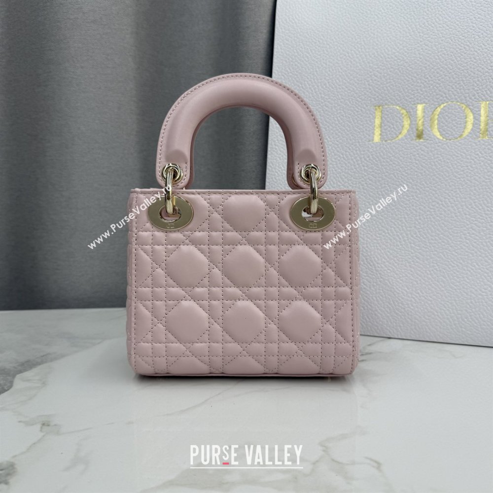 Dior Classic Mini Lady Dior Bag in Cannage Lambskin Soft Pink 2026 M0505 0409 (BF-260409047)
