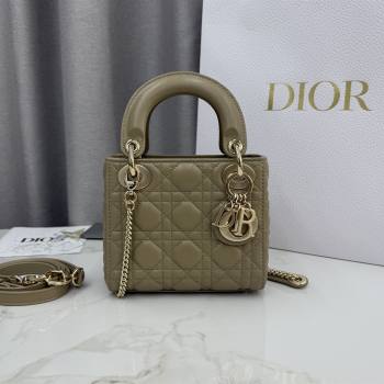 Dior Classic Mini Lady Dior Bag in Cannage Lambskin Cream Apricot 2026 M0505 0409 (BF-260409017)