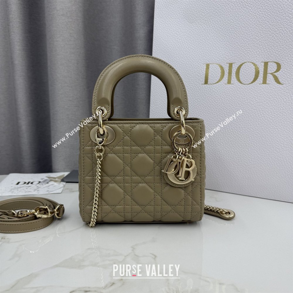 Dior Classic Mini Lady Dior Bag in Cannage Lambskin Cream Apricot 2026 M0505 0409 (BF-260409017)
