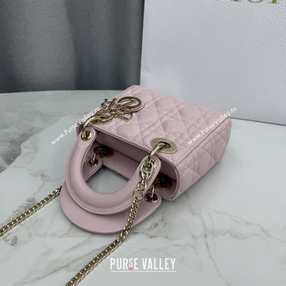 Dior Classic Mini Lady Dior Bag in Cannage Lambskin Soft Pink 2026 M0505 0409 (BF-260409047)