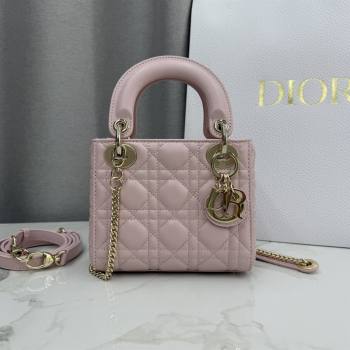 Dior Classic Mini Lady Dior Bag in Cannage Lambskin Soft Pink 2026 M0505 0409 (BF-260409047)