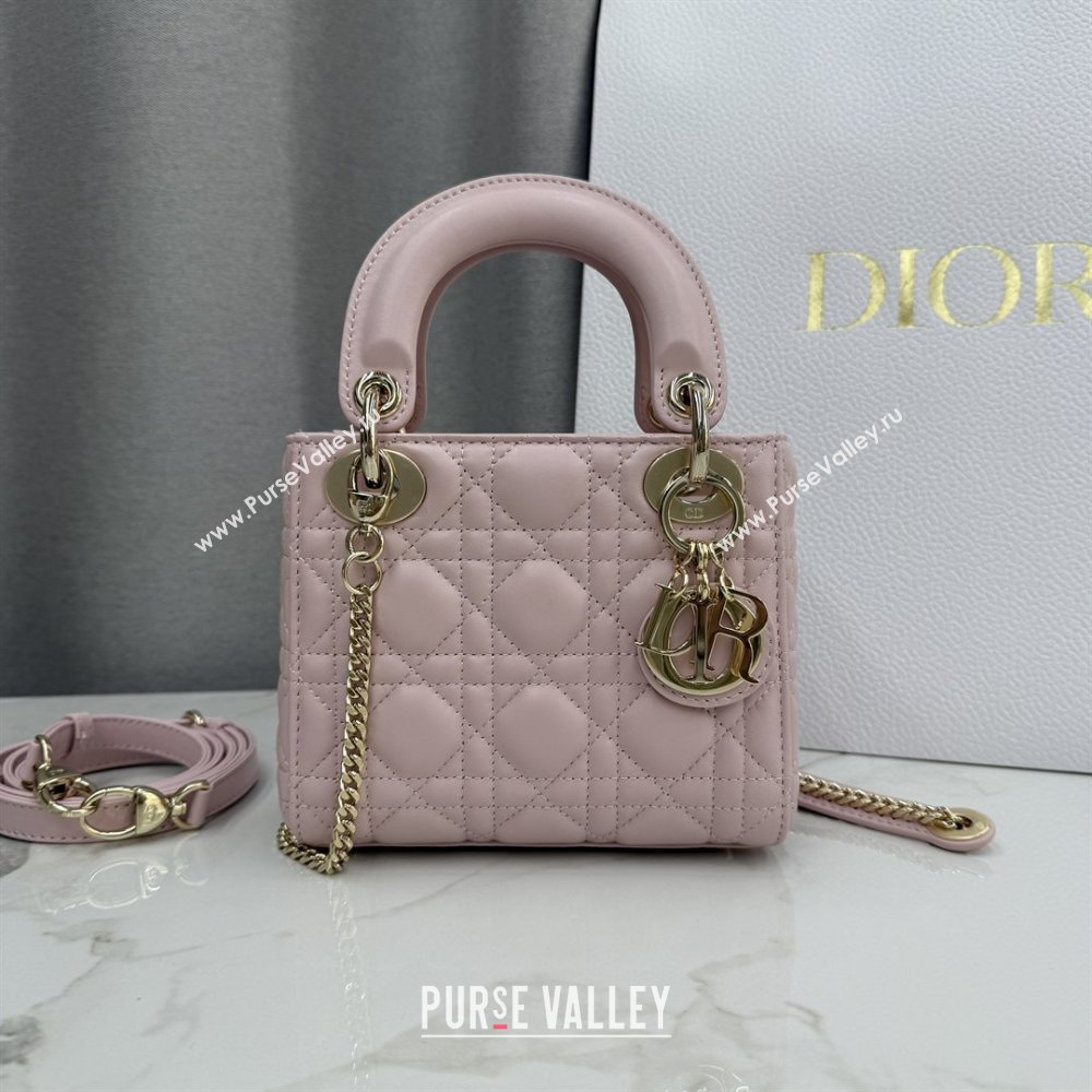 Dior Classic Mini Lady Dior Bag in Cannage Lambskin Soft Pink 2026 M0505 0409 (BF-260409047)