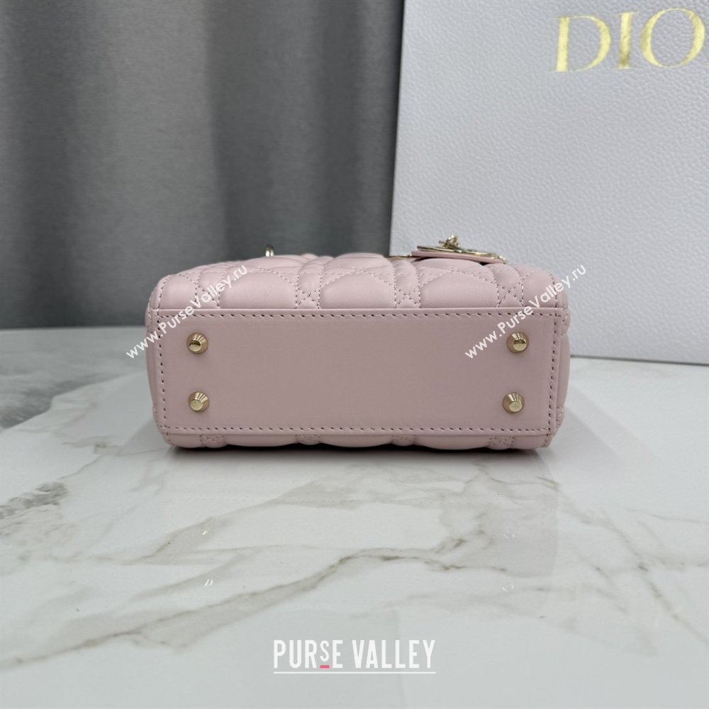 Dior Classic Mini Lady Dior Bag in Cannage Lambskin Soft Pink 2026 M0505 0409 (BF-260409047)