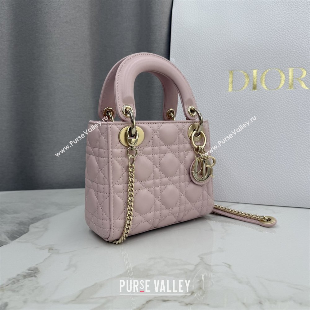 Dior Classic Mini Lady Dior Bag in Cannage Lambskin Soft Pink 2026 M0505 0409 (BF-260409047)