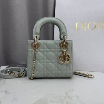 Dior Classic Mini Lady Dior Bag in Cannage Lambskin Lily Green 2026 M0505 0409 (BF-260409048)