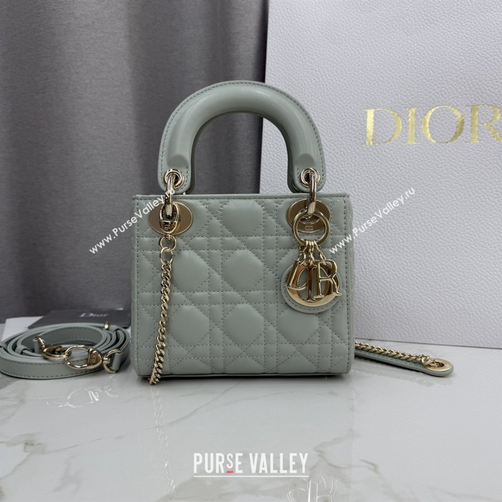 Dior Classic Mini Lady Dior Bag in Cannage Lambskin Lily Green 2026 M0505 0409 (BF-260409048)