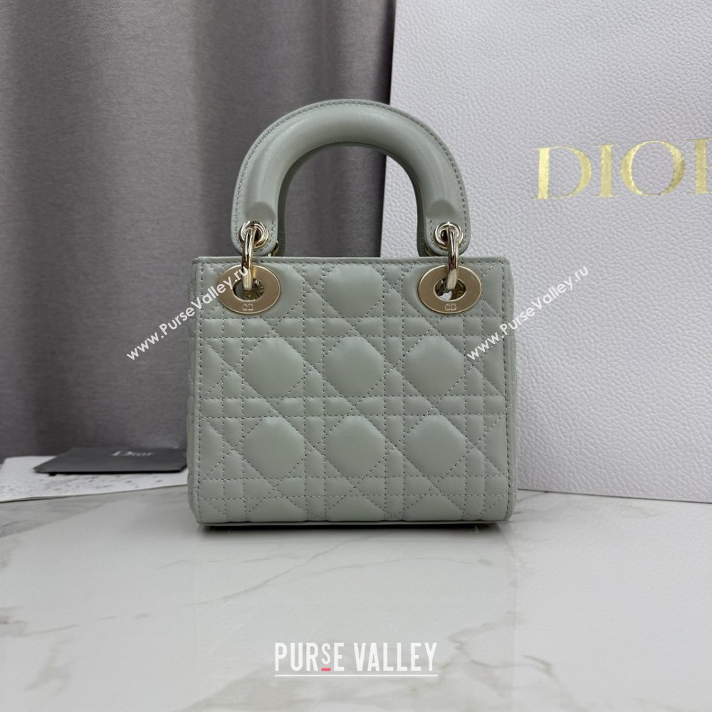 Dior Classic Mini Lady Dior Bag in Cannage Lambskin Lily Green 2026 M0505 0409 (BF-260409048)