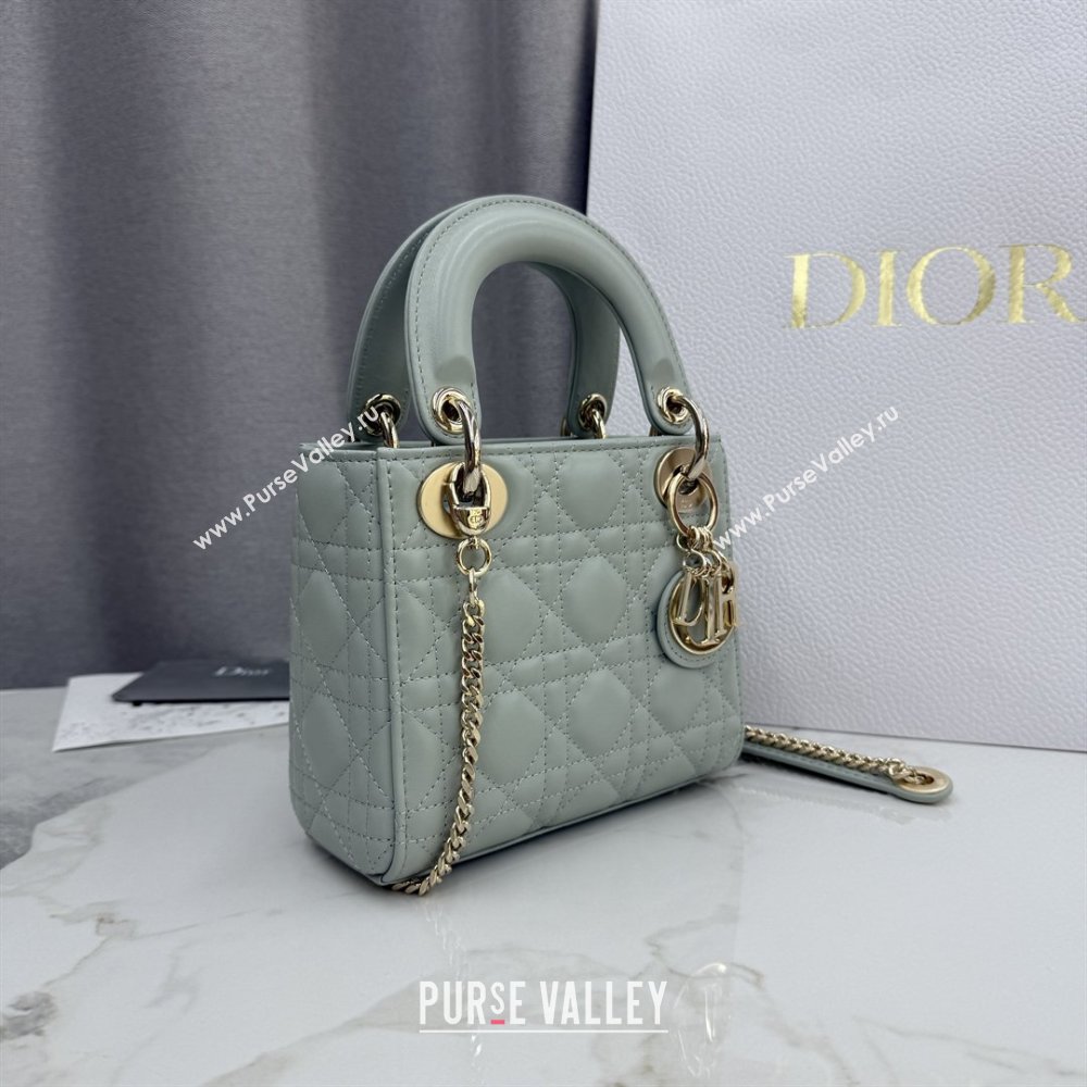 Dior Classic Mini Lady Dior Bag in Cannage Lambskin Lily Green 2026 M0505 0409 (BF-260409048)
