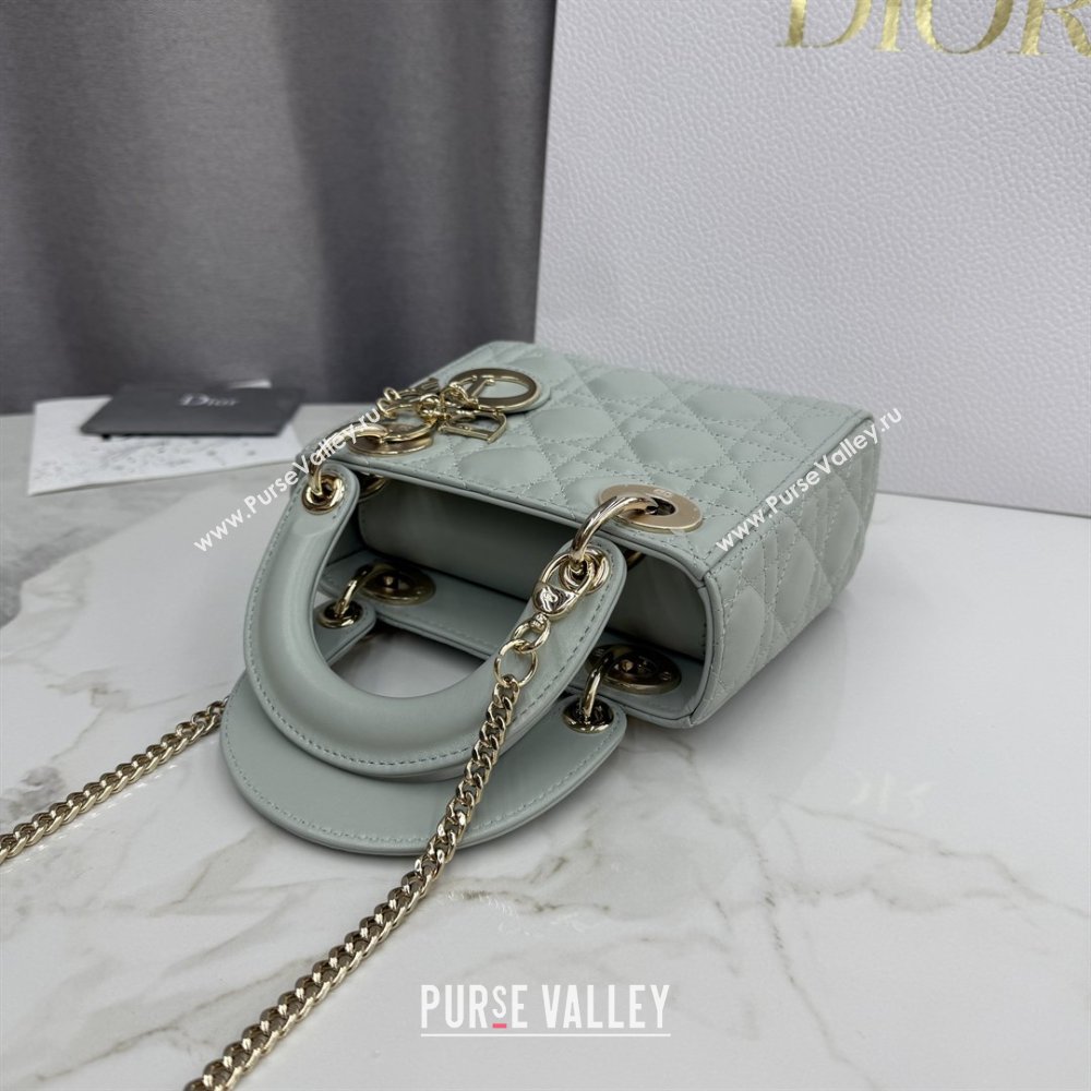 Dior Classic Mini Lady Dior Bag in Cannage Lambskin Lily Green 2026 M0505 0409 (BF-260409048)