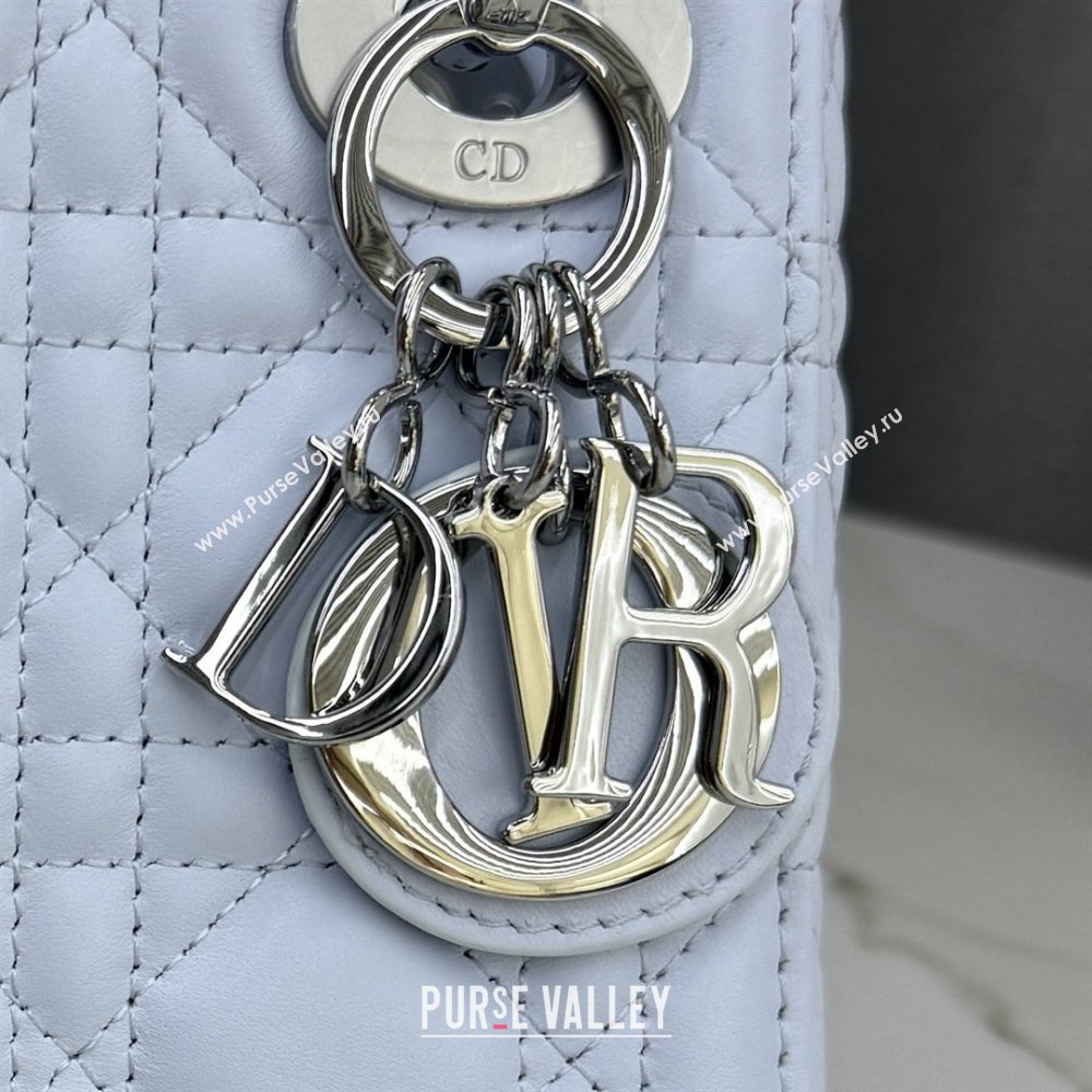Dior Classic Mini Lady Dior Bag in Cannage Lambskin Ice Blue/Silver 2026 M0505 0409 (BF-260409049)
