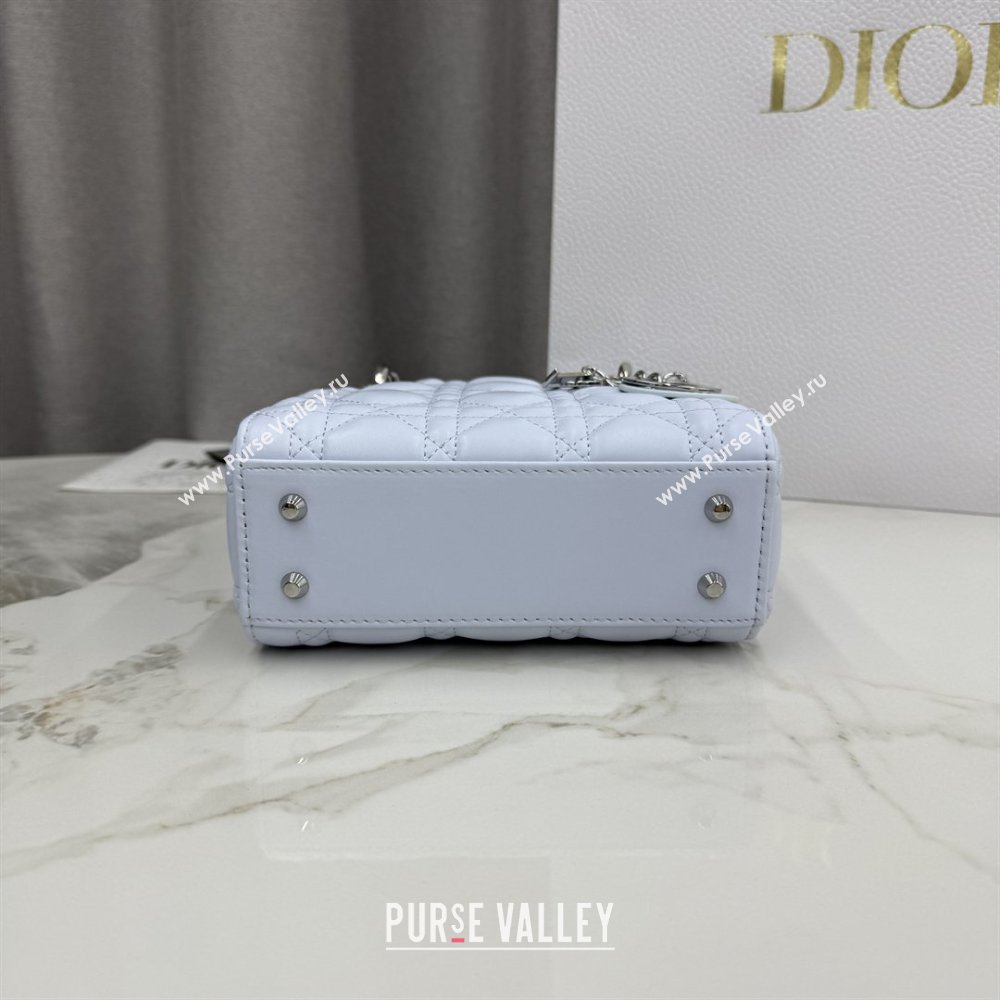 Dior Classic Mini Lady Dior Bag in Cannage Lambskin Ice Blue/Silver 2026 M0505 0409 (BF-260409049)