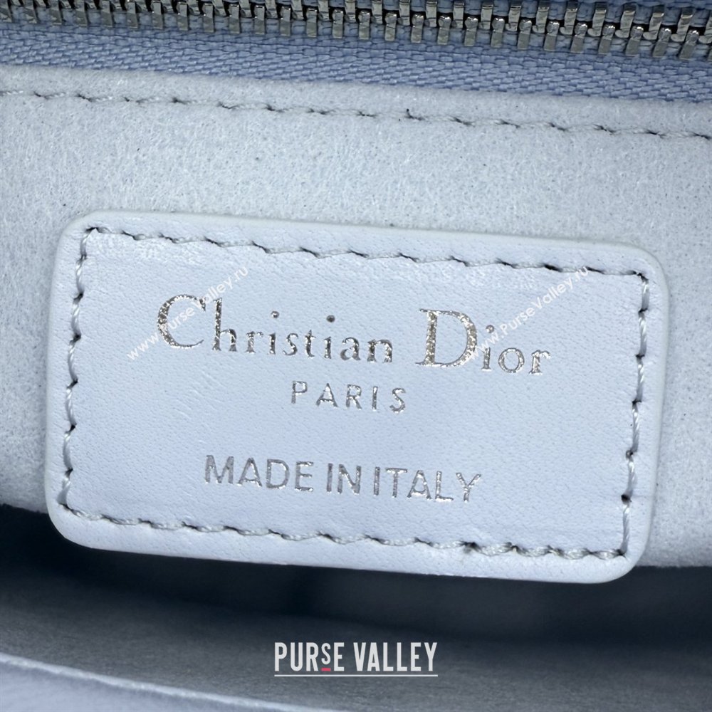 Dior Classic Mini Lady Dior Bag in Cannage Lambskin Ice Blue/Silver 2026 M0505 0409 (BF-260409049)