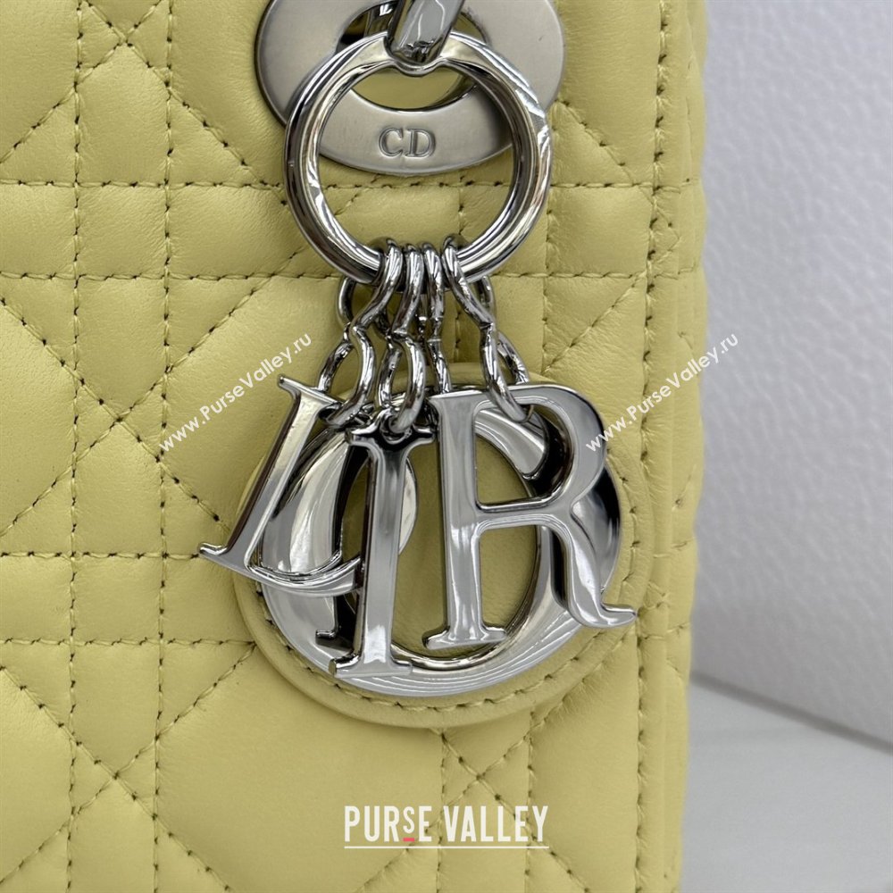 Dior Classic Mini Lady Dior Bag in Cannage Lambskin Chick Yellow/Silver 2026 M0505 0409 (BF-260409051)