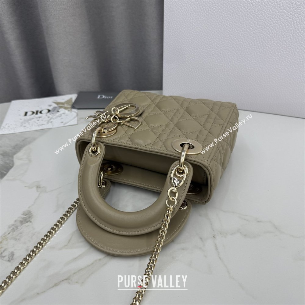 Dior Classic Mini Lady Dior Bag in Cannage Lambskin Cream Apricot 2026 M0505 0409 (BF-260409017)