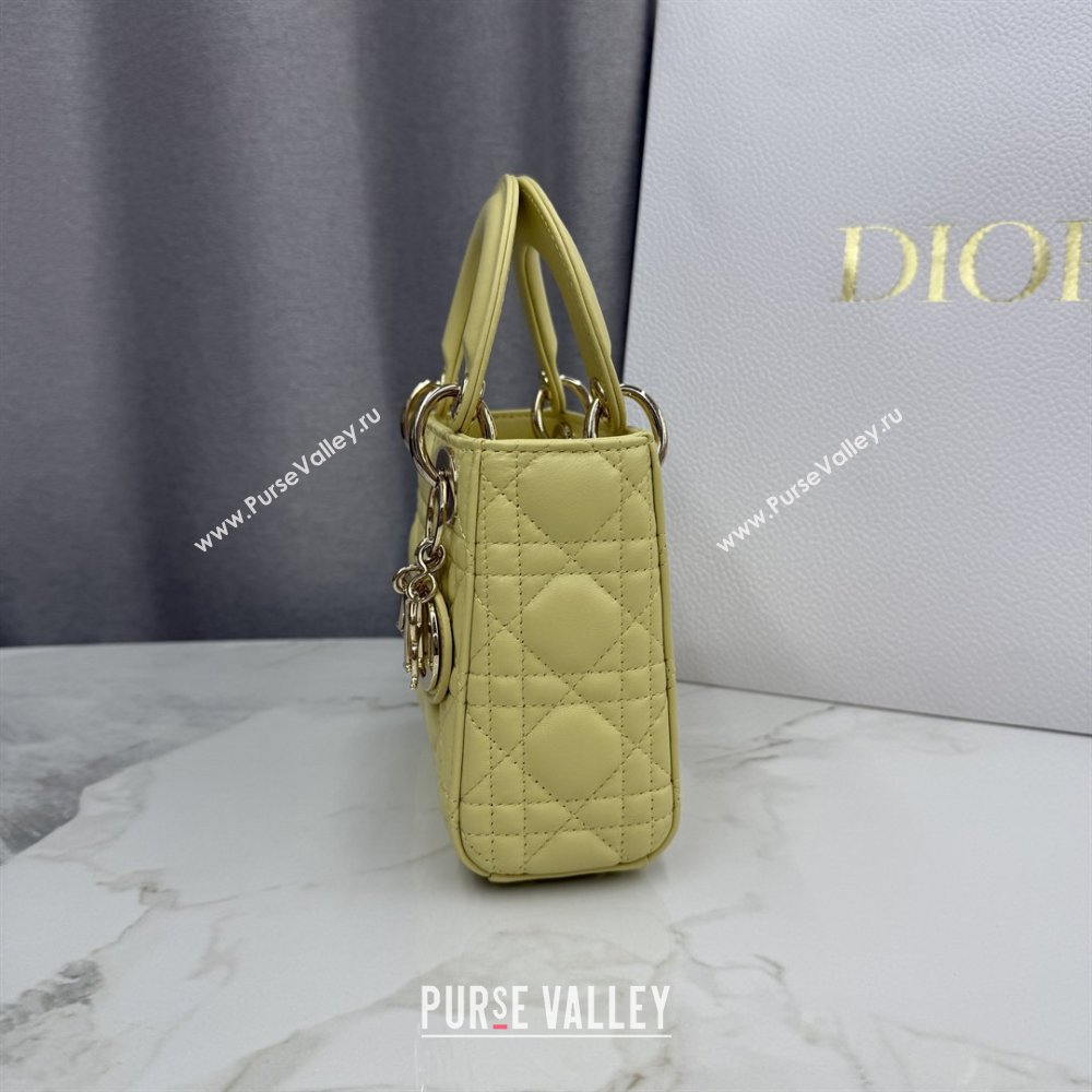 Dior Classic Mini Lady Dior Bag in Cannage Lambskin Chick Yellow/Gold 2026 M0505 0409 (BF-260409052)