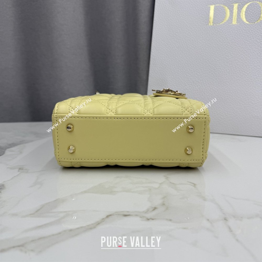 Dior Classic Mini Lady Dior Bag in Cannage Lambskin Chick Yellow/Gold 2026 M0505 0409 (BF-260409052)
