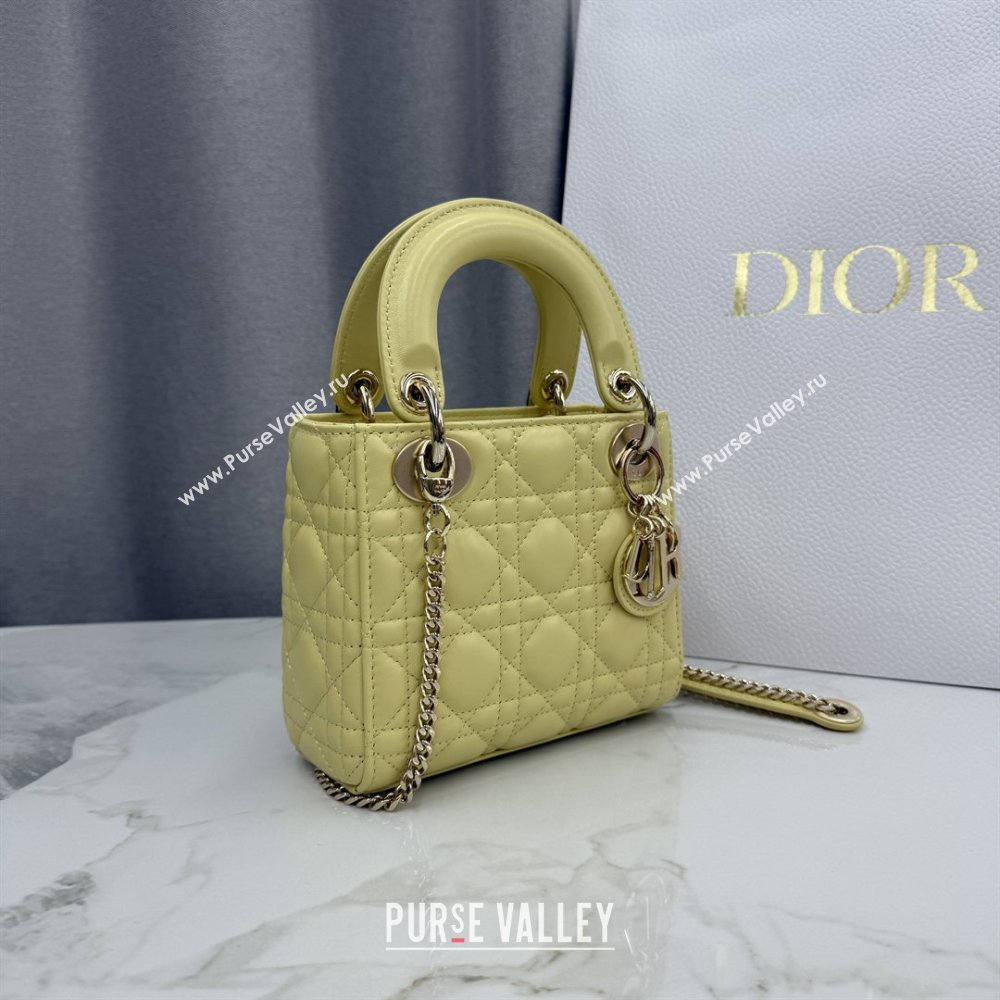 Dior Classic Mini Lady Dior Bag in Cannage Lambskin Chick Yellow/Gold 2026 M0505 0409 (BF-260409052)