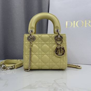 Dior Classic Mini Lady Dior Bag in Cannage Lambskin Chick Yellow/Gold 2026 M0505 0409 (BF-260409052)