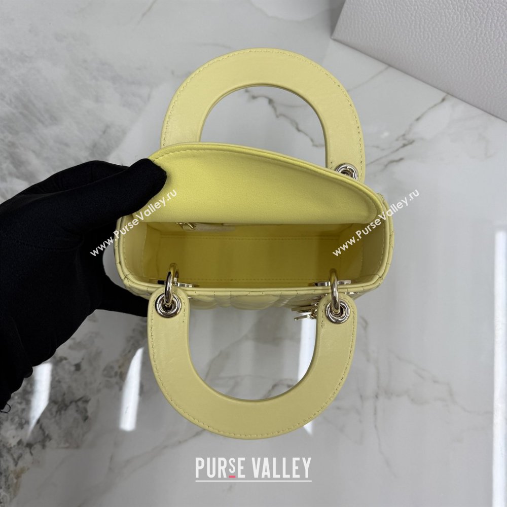Dior Classic Mini Lady Dior Bag in Cannage Lambskin Chick Yellow/Gold 2026 M0505 0409 (BF-260409052)