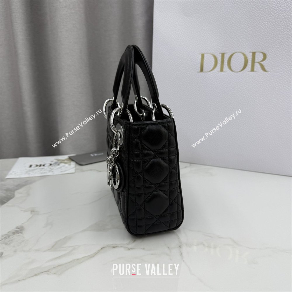 Dior Classic Mini Lady Dior Bag in Cannage Lambskin Black/Silver 2026 M0505 0409 (BF-260409053)