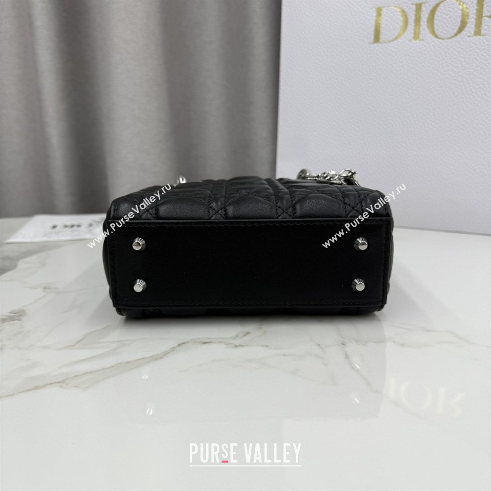 Dior Classic Mini Lady Dior Bag in Cannage Lambskin Black/Silver 2026 M0505 0409 (BF-260409053)