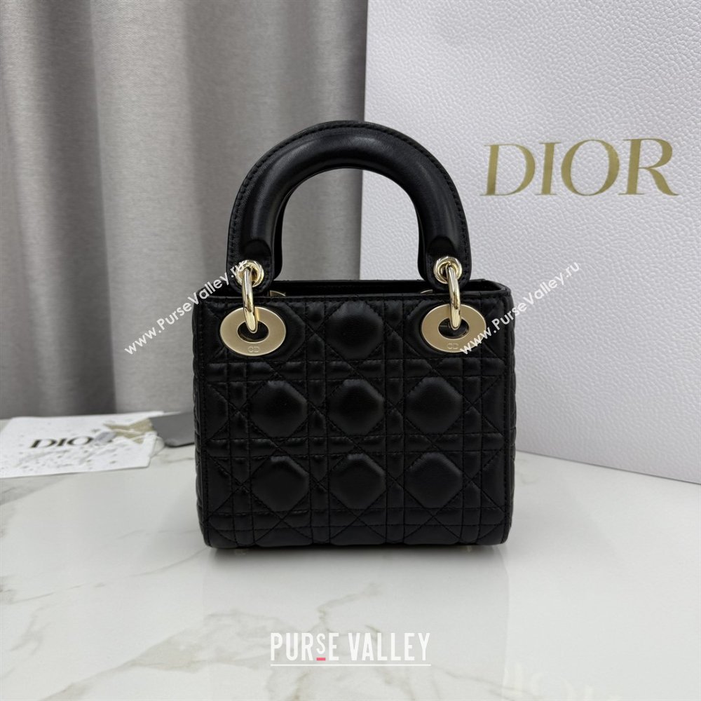 Dior Classic Mini Lady Dior Bag in Cannage Lambskin Black/Gold 2026 M0505 0409 (BF-260409054)