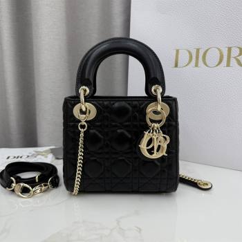 Dior Classic Mini Lady Dior Bag in Cannage Lambskin Black/Gold 2026 M0505 0409 (BF-260409054)