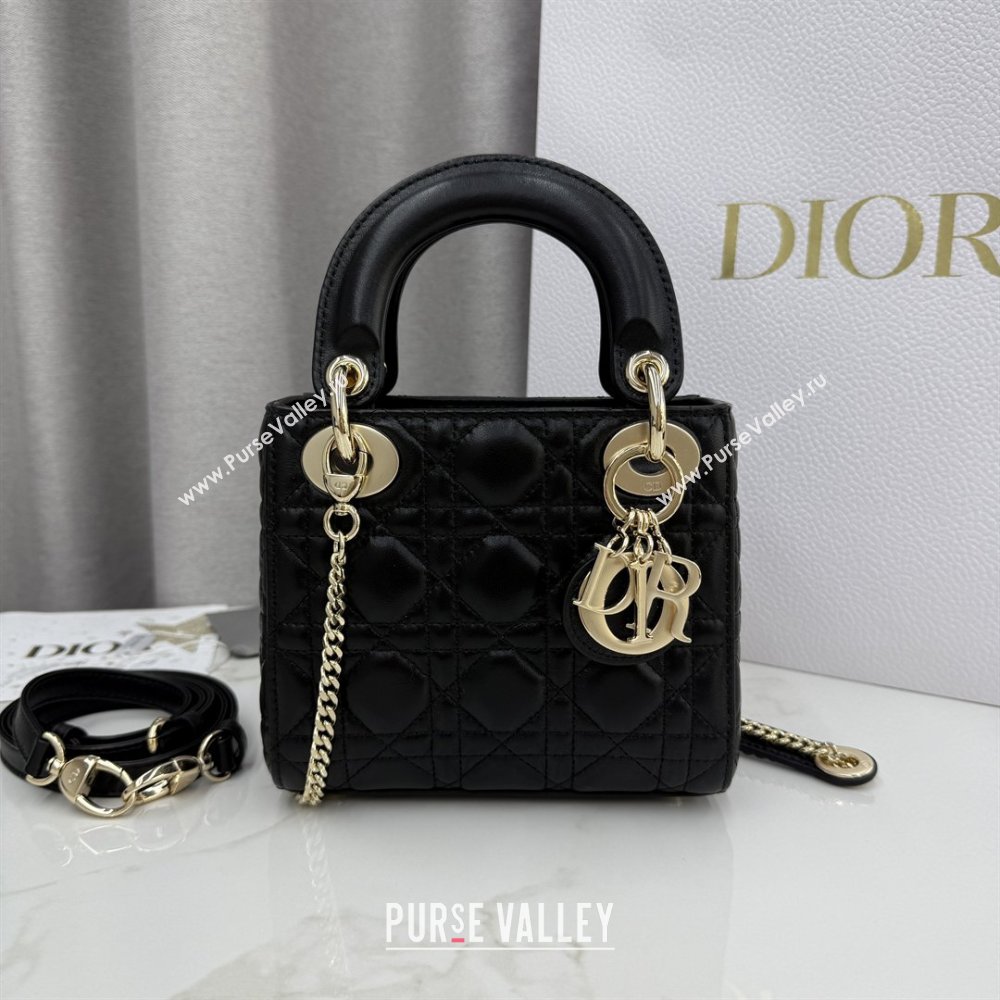 Dior Classic Mini Lady Dior Bag in Cannage Lambskin Black/Gold 2026 M0505 0409 (BF-260409054)