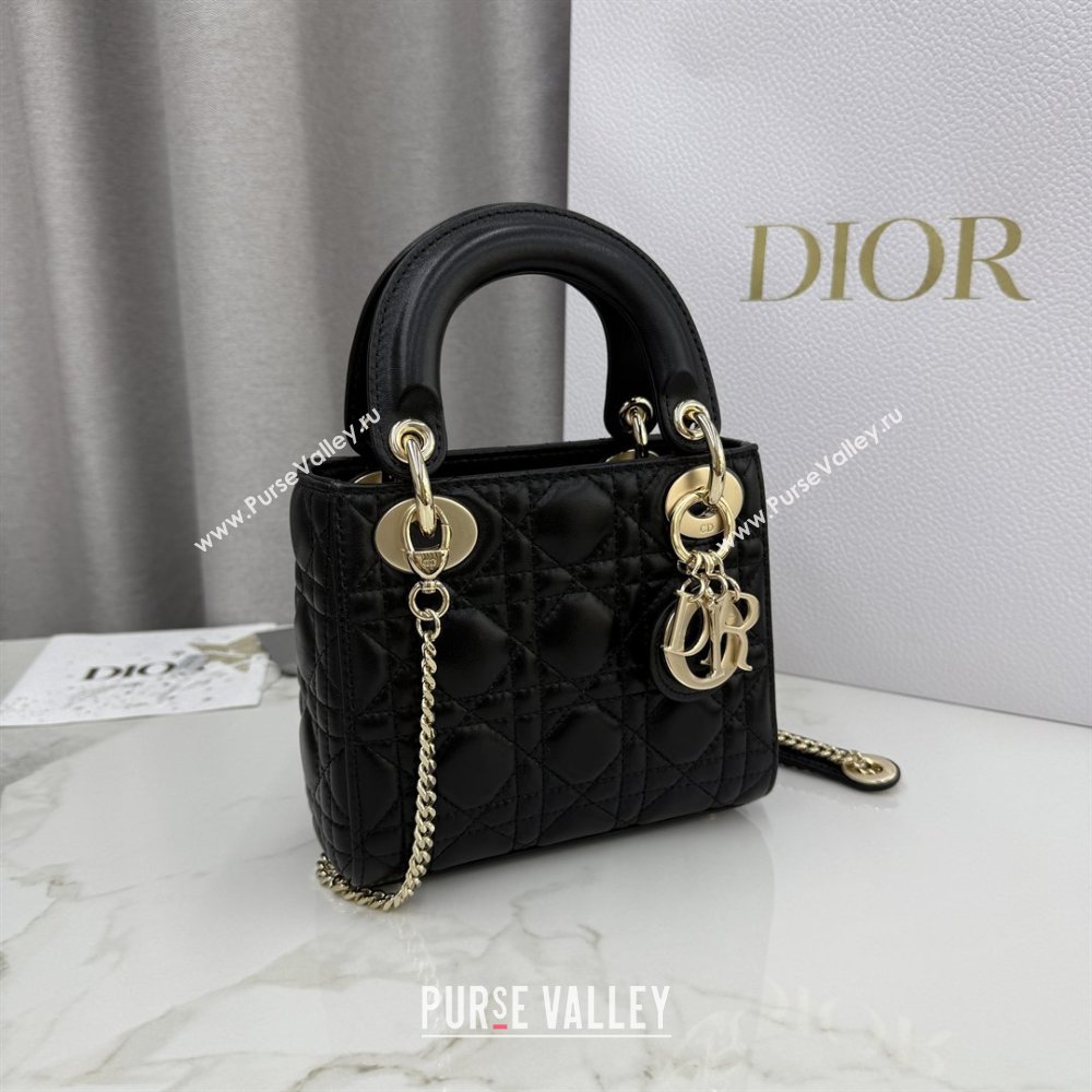 Dior Classic Mini Lady Dior Bag in Cannage Lambskin Black/Gold 2026 M0505 0409 (BF-260409054)