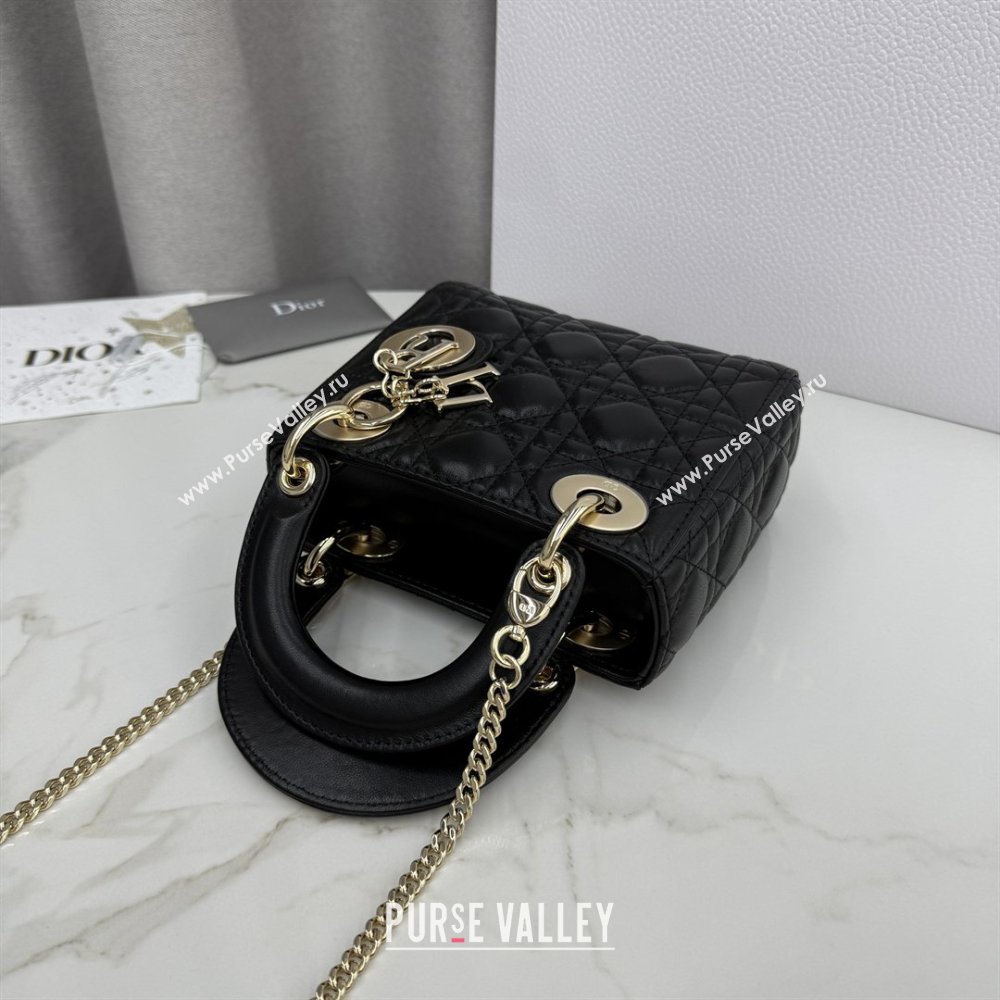 Dior Classic Mini Lady Dior Bag in Cannage Lambskin Black/Gold 2026 M0505 0409 (BF-260409054)