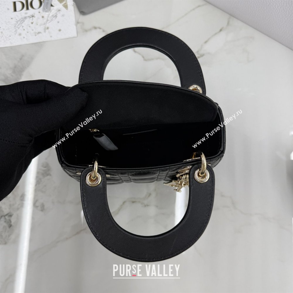 Dior Classic Mini Lady Dior Bag in Cannage Lambskin Black/Gold 2026 M0505 0409 (BF-260409054)
