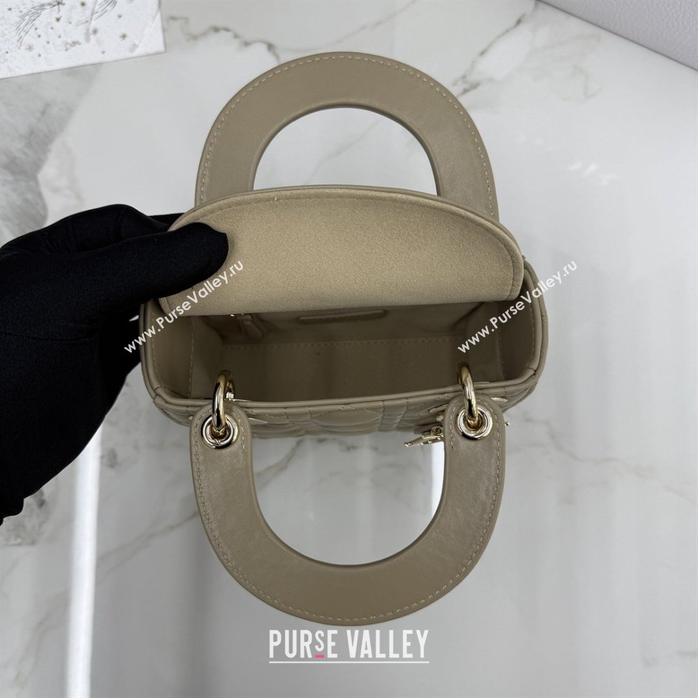 Dior Classic Mini Lady Dior Bag in Cannage Lambskin Cream Apricot 2026 M0505 0409 (BF-260409017)