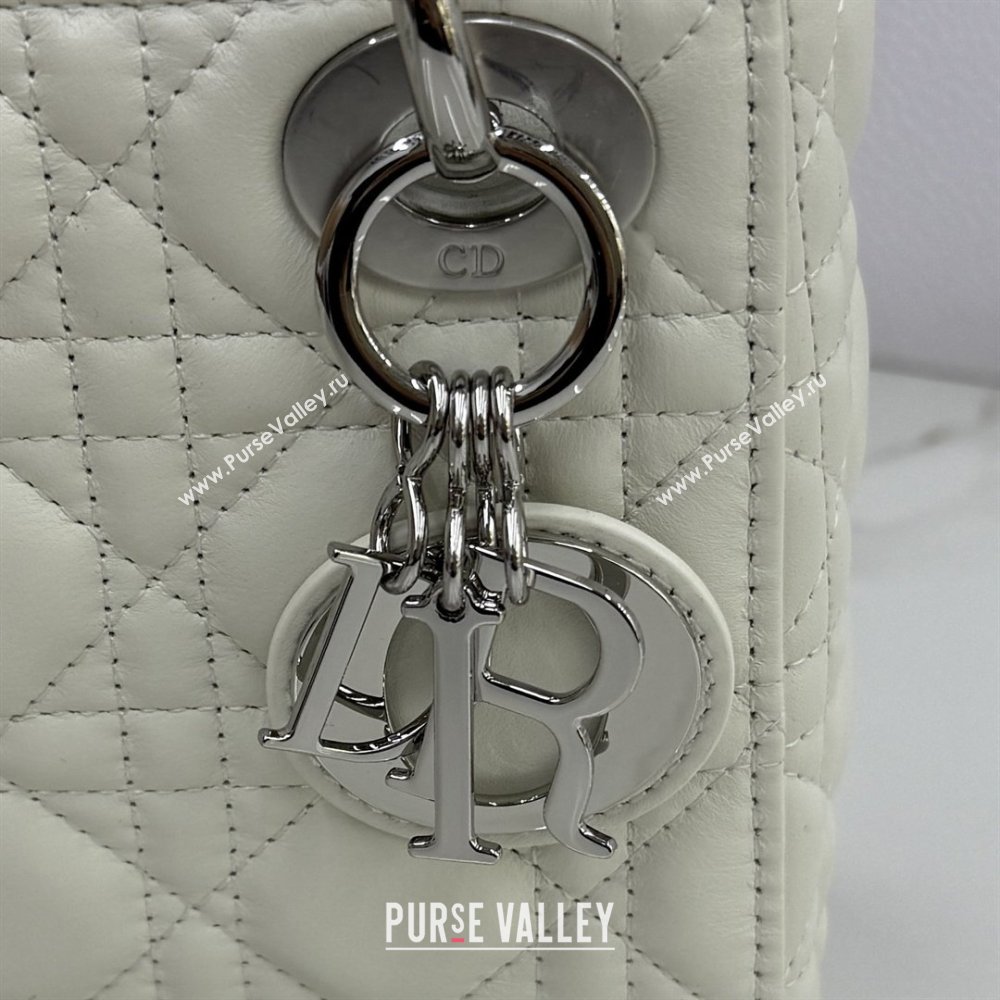 Dior Classic Mini Lady Dior Bag in Cannage Lambskin White/Silver 2026 M0505 0409 (BF-260409055)