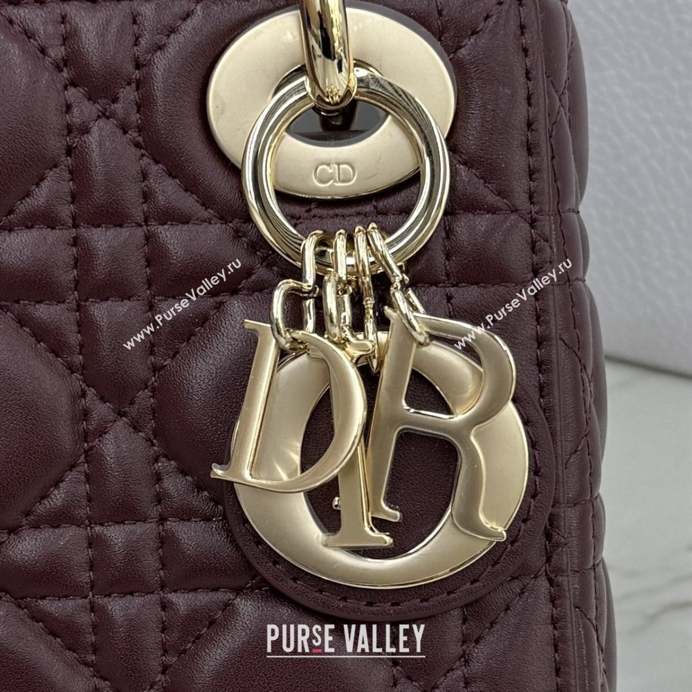 Dior Classic Mini Lady Dior Bag in Cannage Lambskin Burgundy 2026 M0505 0409 (BF-260409018)