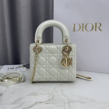 Dior Classic Mini Lady Dior Bag in Cannage Lambskin White/Gold 2026 M0505 0409 (BF-260409056)
