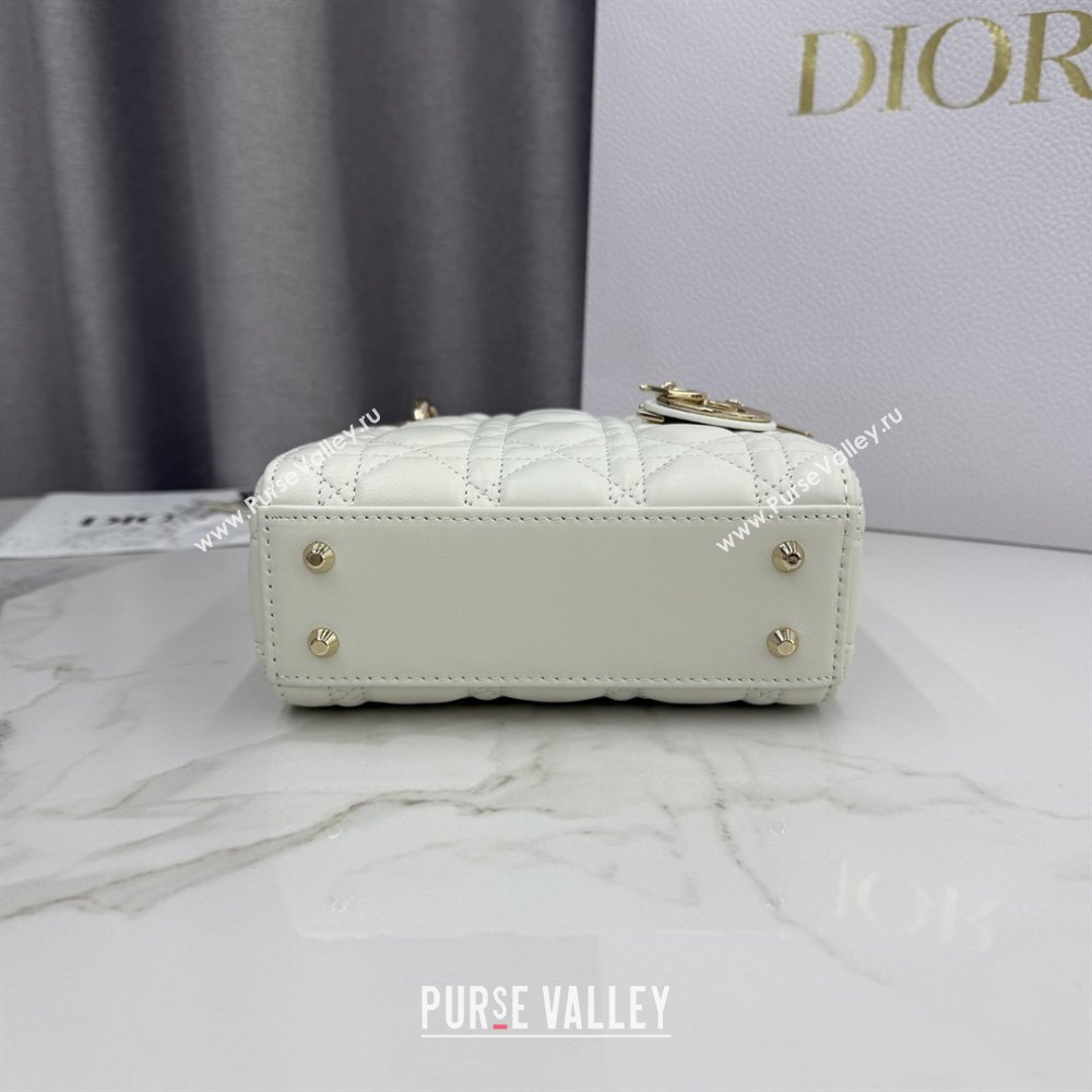 Dior Classic Mini Lady Dior Bag in Cannage Lambskin White/Gold 2026 M0505 0409 (BF-260409056)