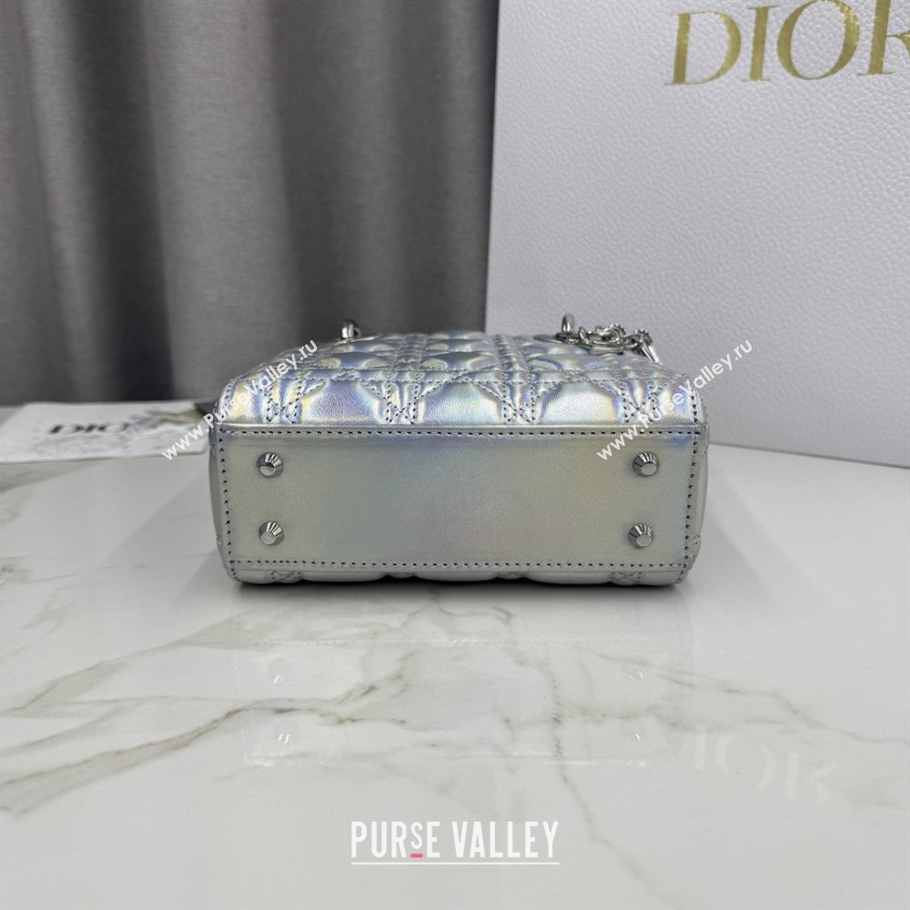 Dior Classic Mini Lady Dior Bag in Cannage Lambskin Iridescent Silver 2026 M0505 0409 (BF-260409014)