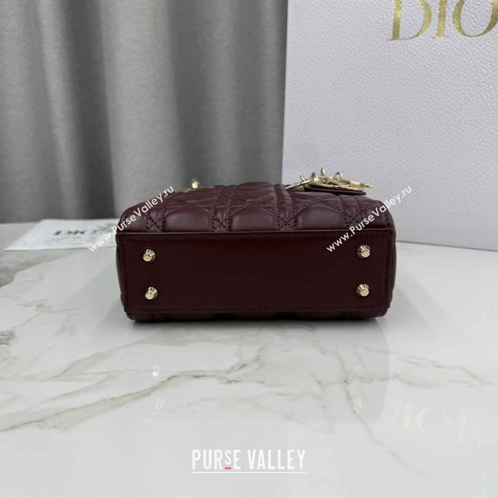 Dior Classic Mini Lady Dior Bag in Cannage Lambskin Burgundy 2026 M0505 0409 (BF-260409018)
