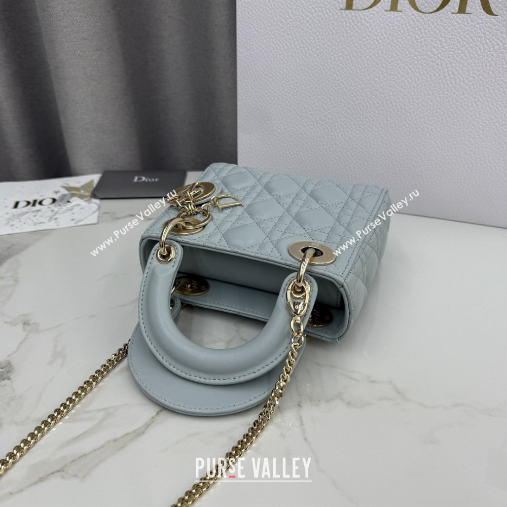 Dior Classic Mini Lady Dior Bag in Cannage Lambskin Lake Blue 2026 M0505 0409 (BF-260409019)