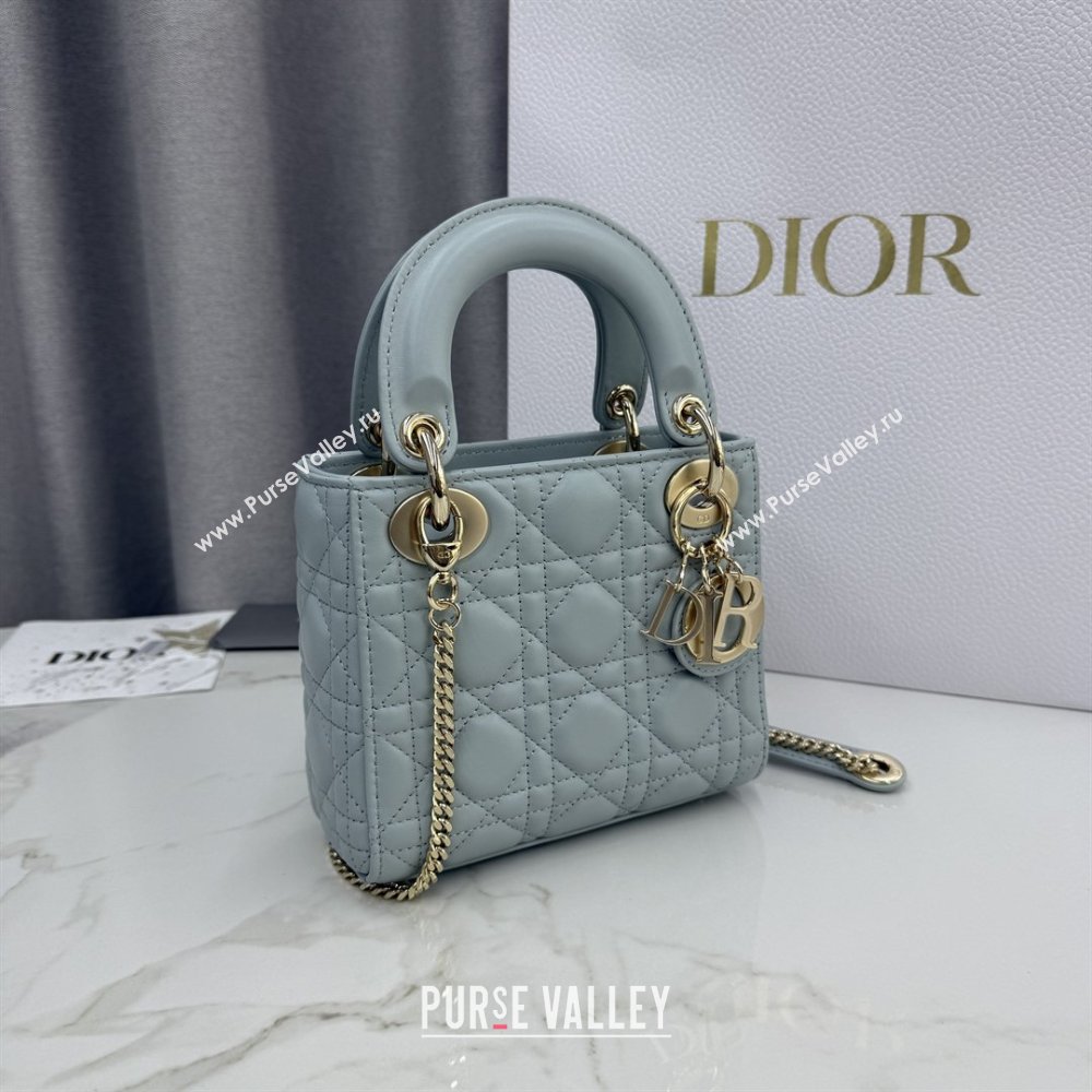 Dior Classic Mini Lady Dior Bag in Cannage Lambskin Lake Blue 2026 M0505 0409 (BF-260409019)