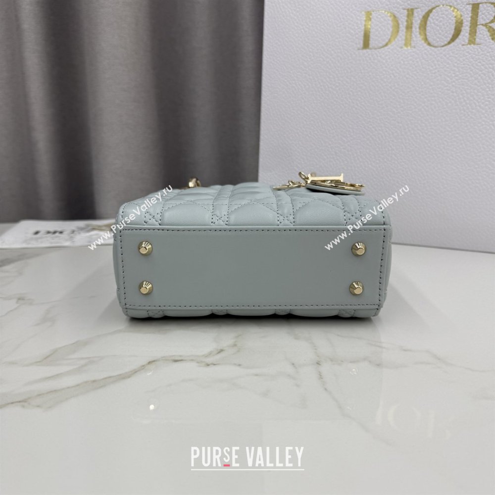 Dior Classic Mini Lady Dior Bag in Cannage Lambskin Lake Blue 2026 M0505 0409 (BF-260409019)