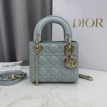 Dior Classic Mini Lady Dior Bag in Cannage Lambskin Lake Blue 2026 M0505 0409 (BF-260409019)
