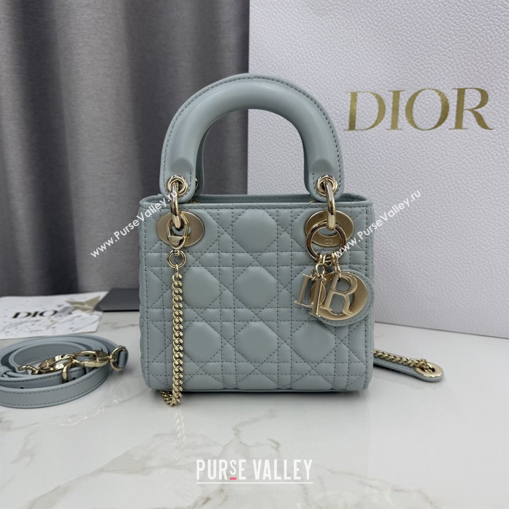 Dior Classic Mini Lady Dior Bag in Cannage Lambskin Lake Blue 2026 M0505 0409 (BF-260409019)