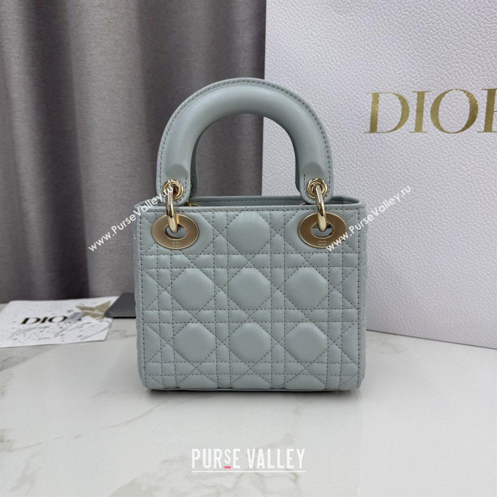Dior Classic Mini Lady Dior Bag in Cannage Lambskin Lake Blue 2026 M0505 0409 (BF-260409019)